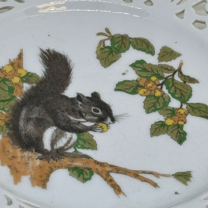 Vintage Cruse & Co Lattice Plate Squirrel Motif