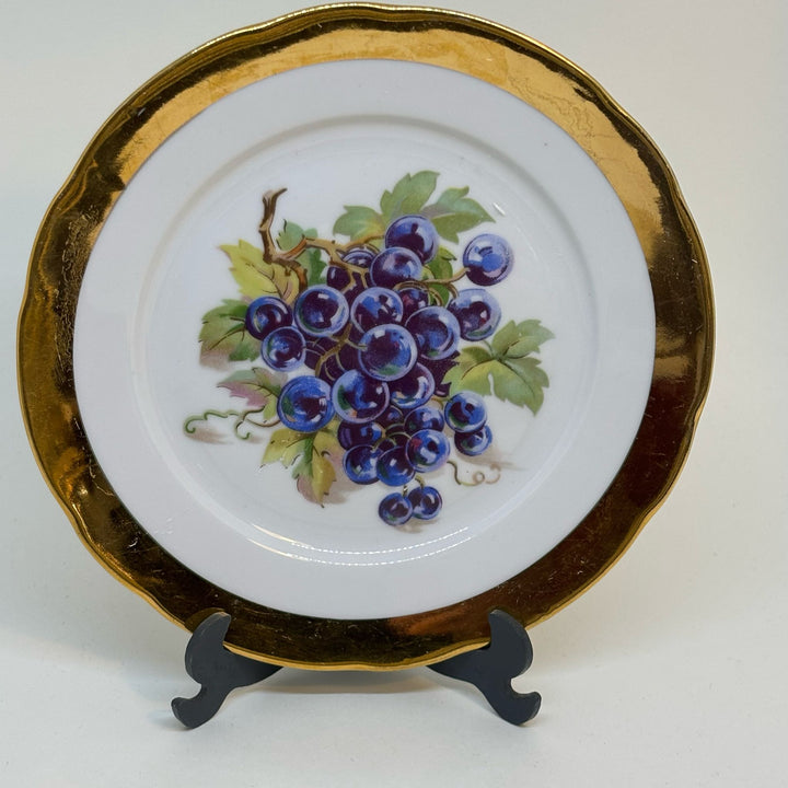 Vintage Decorative Tea Plate MZ Czechoslovakia Grape & Gold
