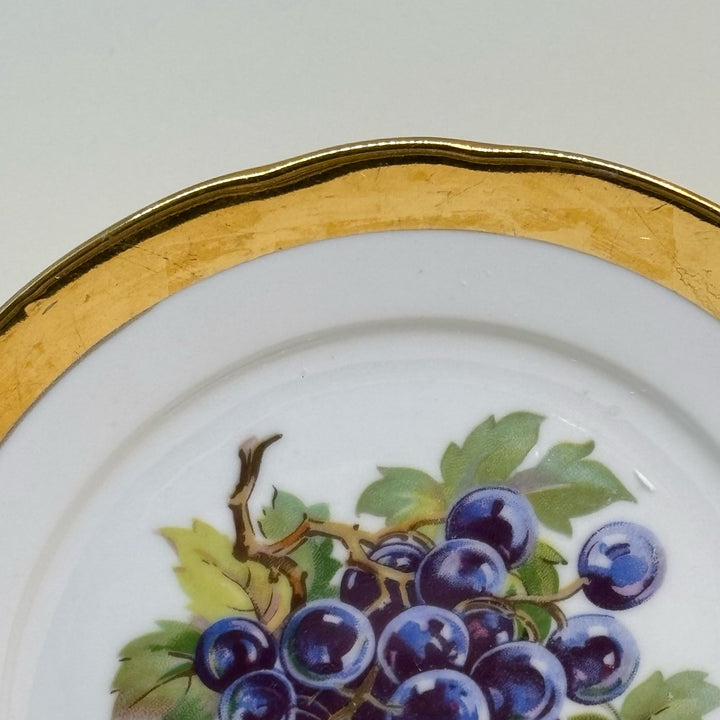 Vintage Decorative Tea Plate MZ Czechoslovakia Grape & Gold