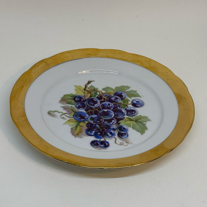 Vintage Decorative Tea Plate MZ Czechoslovakia Grape & Gold