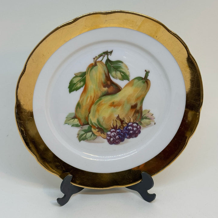Vintage Decorative Tea Plate MZ Czechoslovakia Pears & Blackberries