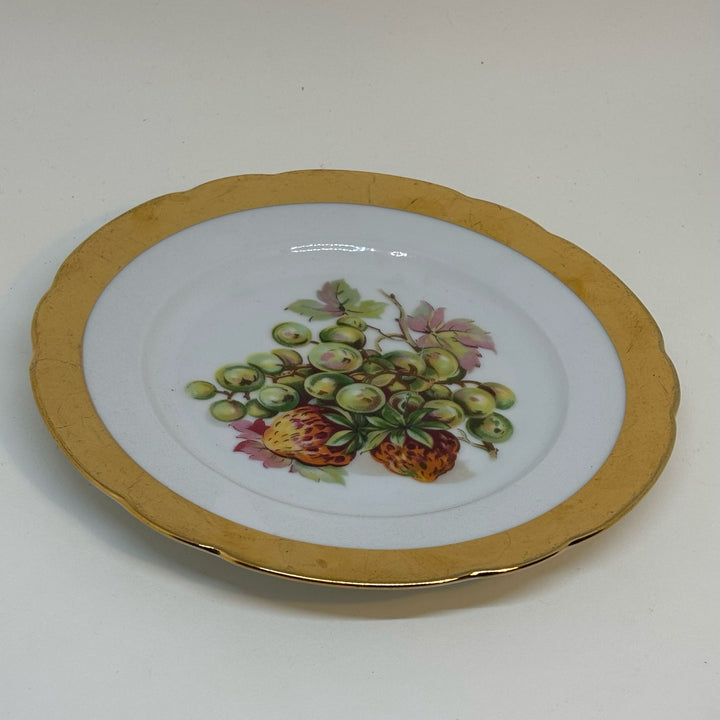 Vintage Decorative Tea Plate MZ Czechoslovakia Grapes & Strawberries