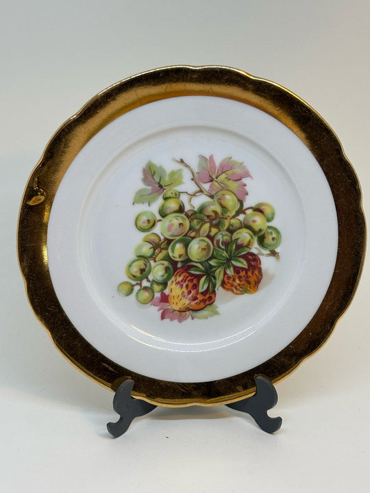 Vintage Decorative Tea Plate MZ Czechoslovakia Grapes & Strawberries