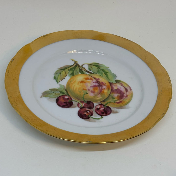 Vintage Decorative Tea Plate MZ Czechoslovakia Peaches & Cherries
