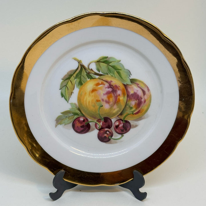 Vintage Decorative Tea Plate MZ Czechoslovakia Peaches & Cherries