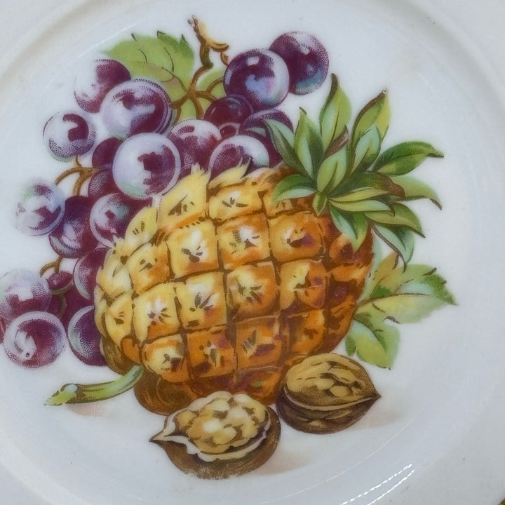 Vintage Decorative Tea Plate MZ Czechoslovakia Pineapple, Grapes & Walnuts
