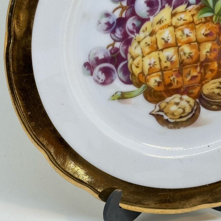 Vintage Decorative Tea Plate MZ Czechoslovakia Pineapple, Grapes & Walnuts