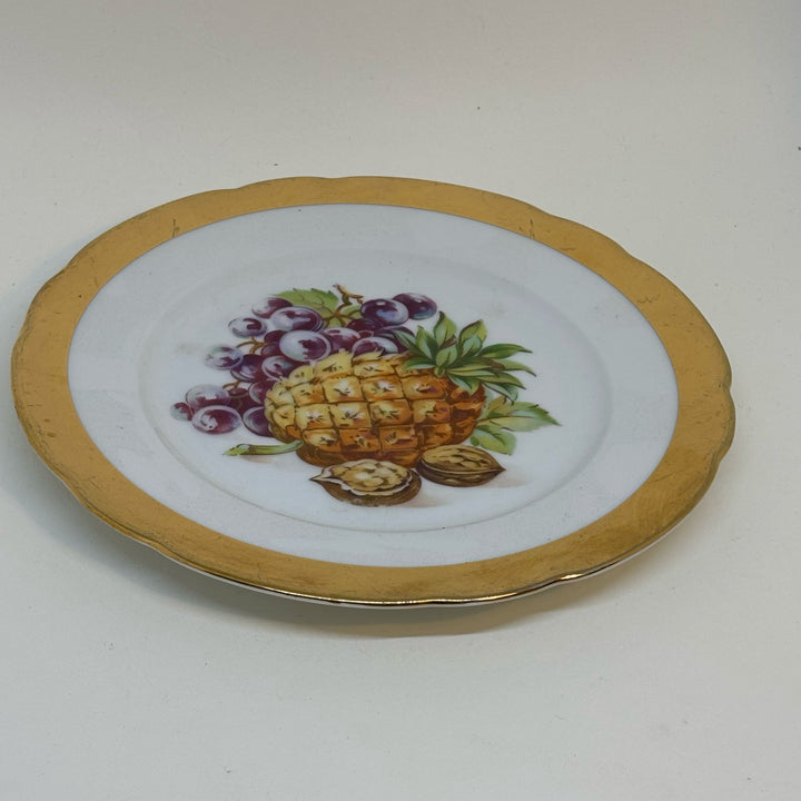 Vintage Decorative Tea Plate MZ Czechoslovakia Pineapple, Grapes & Walnuts