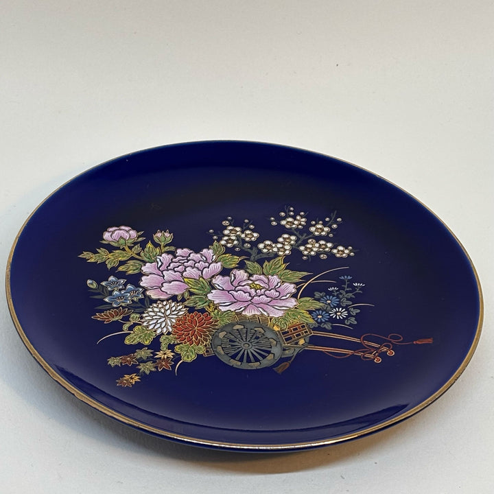 Dark Blue Vintage Japanese Decorative Plate 6"