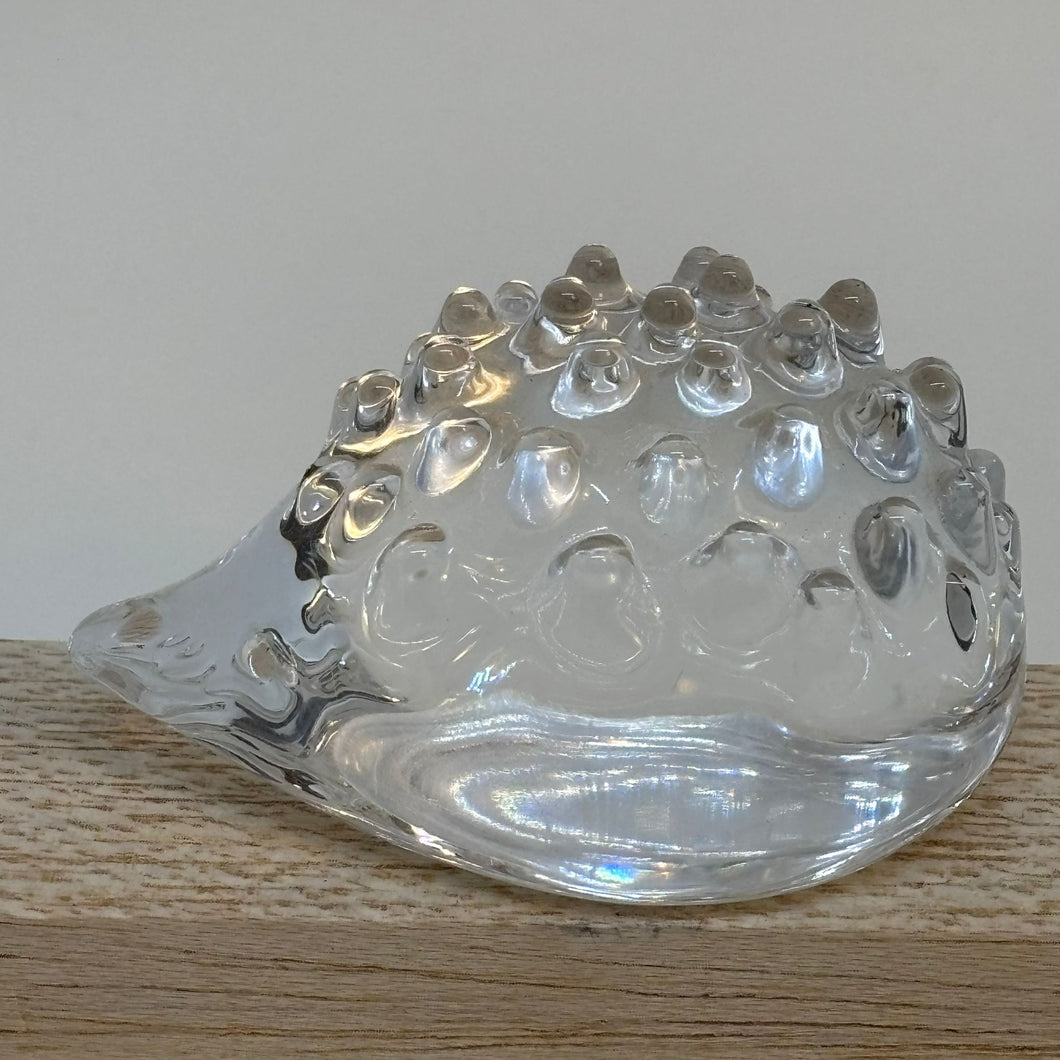 Hadeland Norway Crystal Glass Hedgehog Paperweight