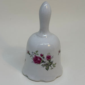 Vintage Ceramic Bell with Pink Rose Motif