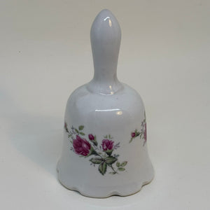 Vintage Ceramic Bell with Pink Rose Motif