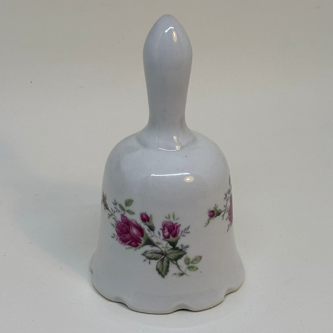 Vintage Ceramic Bell with Pink Rose Motif