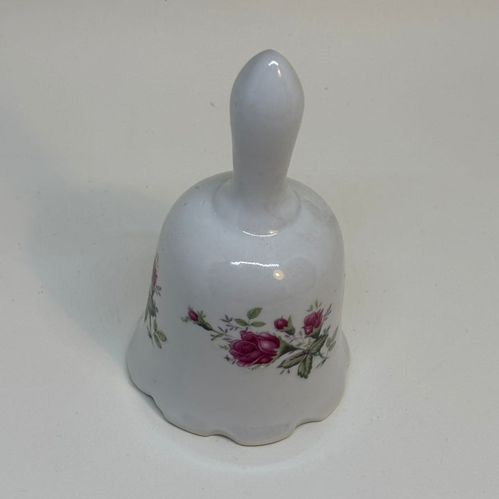 Vintage Ceramic Bell with Pink Rose Motif