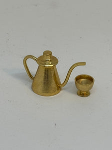 Miniature Dolls House 1:12 Scale Tapered Lidded Coffee Pot & Cup