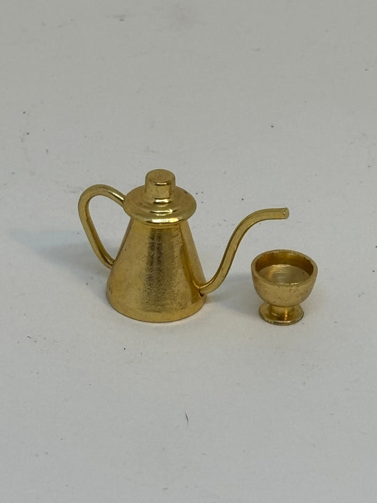 Miniature Dolls House 1:12 Scale Tapered Lidded Coffee Pot & Cup