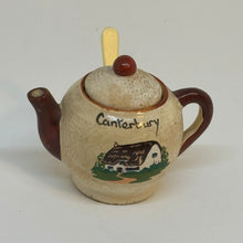 Load image into Gallery viewer, Vintage Mustard Pot with Liner and Spoon Souvenir of Canterbury