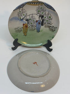 Pair of Small Vintage Japanese Saucers Handpainted