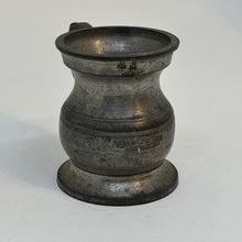 Load image into Gallery viewer, Vintage Quarter Gill Pewter Measuring Tankard Gaskell &amp; Chambers 4&quot;