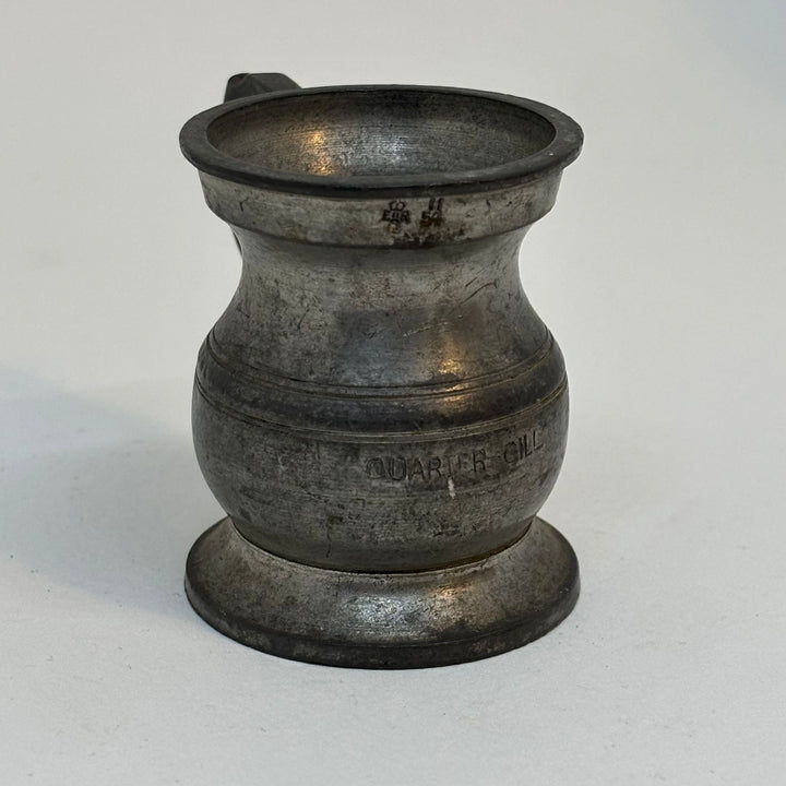 Vintage Quarter Gill Pewter Measuring Tankard Gaskell & Chambers 4"