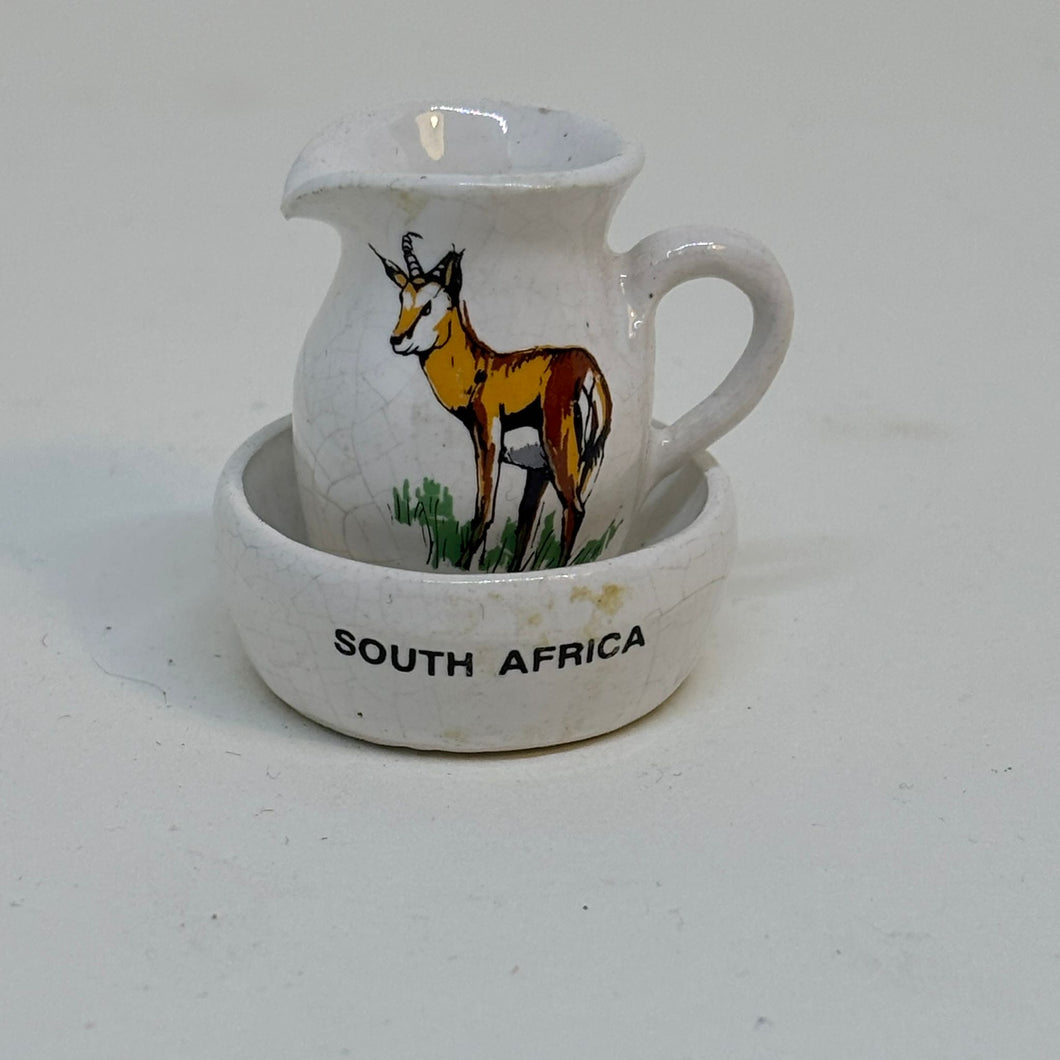 Vintage Miniature Bowl & Jug Set Souvenir of South Africa