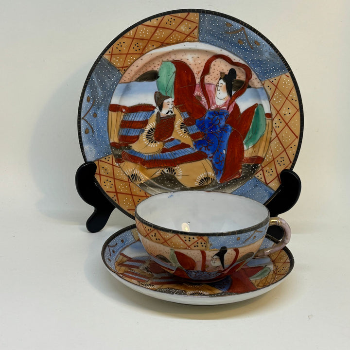 Vintage Handpainted Japanese Tea Plate, Tea Cup & Saucer Set