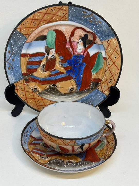 Vintage Handpainted Japanese Tea Plate, Tea Cup & Saucer Set