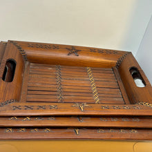 Load image into Gallery viewer, Set of Three Vintage Handmade Nested Bamboo Trays
