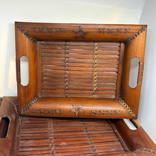 Load image into Gallery viewer, Set of Three Vintage Handmade Nested Bamboo Trays
