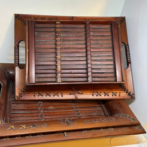 Set of Three Vintage Handmade Nested Bamboo Trays