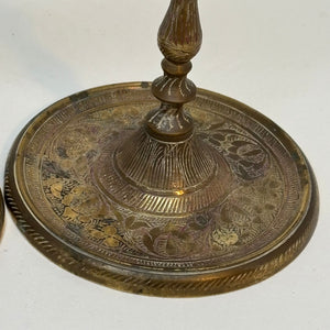 Pair of Vintage Handworked Indian Brass Candlesticks