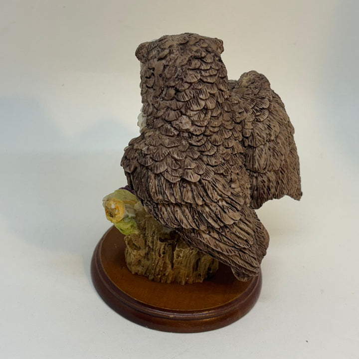 Vintage Mother & Baby Owl Resin Figurine