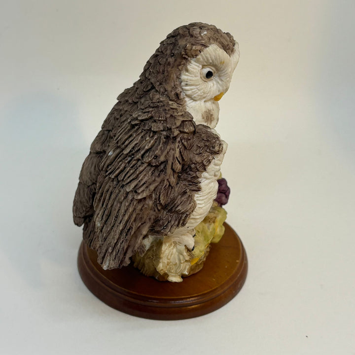 Vintage Mother & Baby Owl Resin Figurine