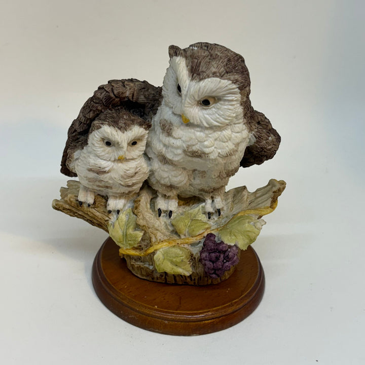 Vintage Mother & Baby Owl Resin Figurine