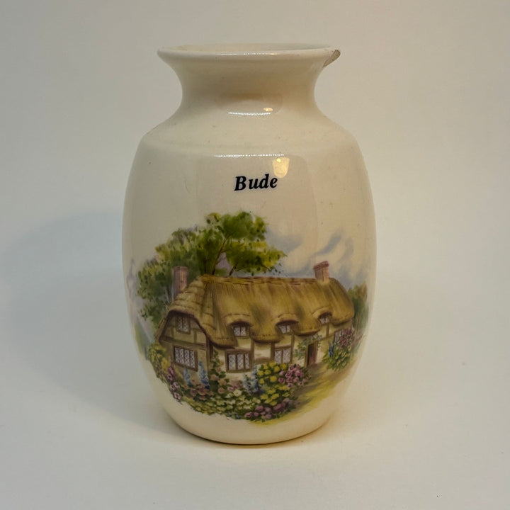 Vintage Greenfield Pottery Vase Souvenir of BUDE