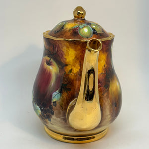 Gold Painted Lidded Fruit Teapot Evesham by Lime House Studio