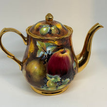 Load image into Gallery viewer, Gold Painted Lidded Fruit Teapot Evesham by Lime House Studio