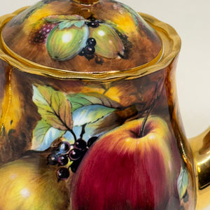 Gold Painted Lidded Fruit Teapot Evesham by Lime House Studio