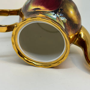 Gold Painted Lidded Fruit Teapot Evesham by Lime House Studio
