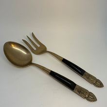 Load image into Gallery viewer, Vintage Nickel Bronze Ebonite Thailand Spoon &amp; Fork Cutlery Set