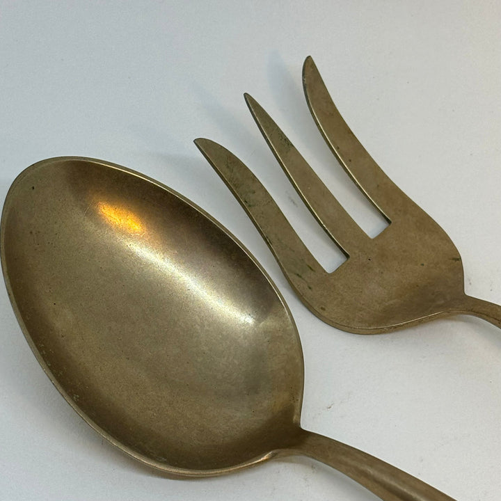 Vintage Nickel Bronze Ebonite Thailand Spoon & Fork Cutlery Set