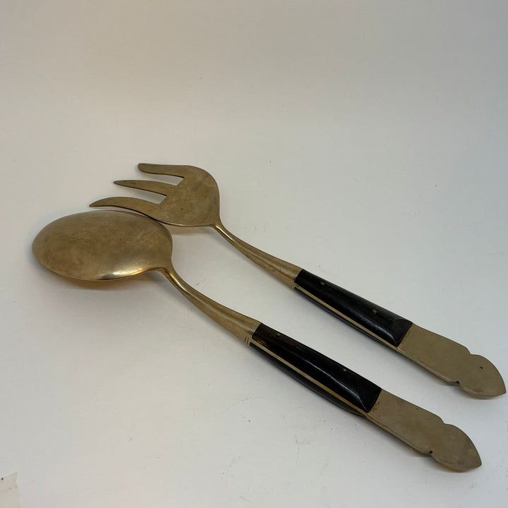 Vintage Nickel Bronze Ebonite Thailand Spoon & Fork Cutlery Set