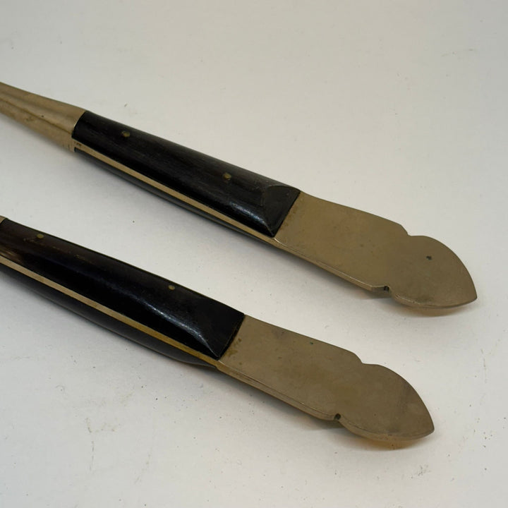 Vintage Nickel Bronze Ebonite Thailand Spoon & Fork Cutlery Set