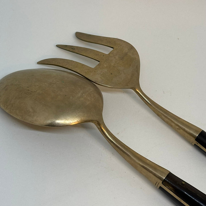 Vintage Nickel Bronze Ebonite Thailand Spoon & Fork Cutlery Set