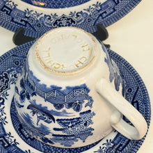 Load image into Gallery viewer, Vintage Churchill Willow Pattern Blue &amp; White Tea Trio