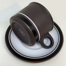 Load image into Gallery viewer, Vintage HORNSEA Contrast Brown &amp; White Teacup &amp; Saucer Duo