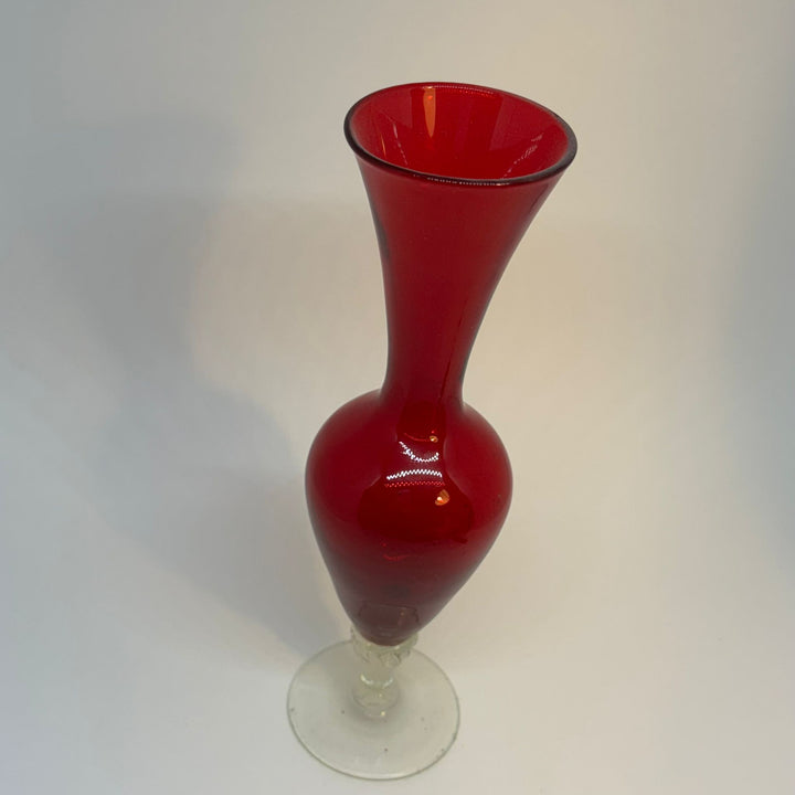 Ruby Red Glass Bud Vase