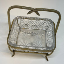 Load image into Gallery viewer, Vintage Brass &amp; Crystal Trinket Dish