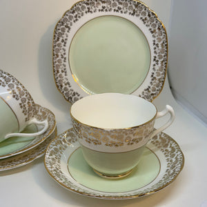 Pair of Vintage Royal Crown Pottery Bone China Tea Trios