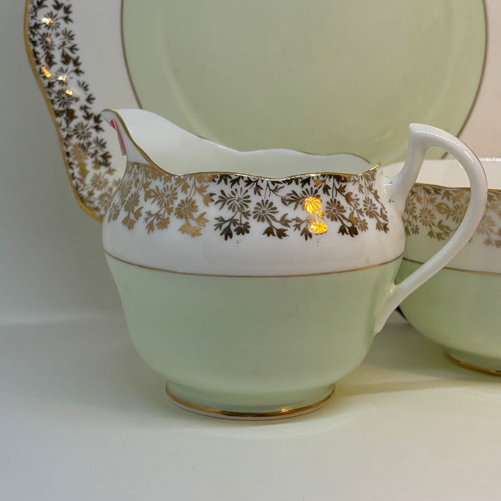 Vintage Royal Crown Pottery Bone China Creamer, Sugar Bowl & Plate Set